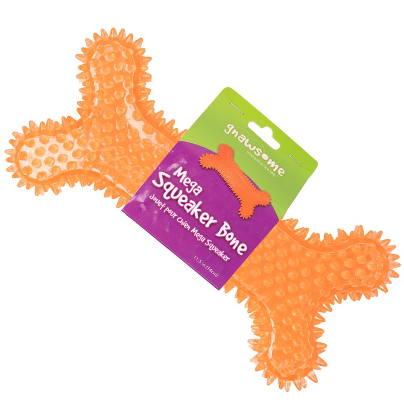 Gnawsome Dog Toys - Mega Squeaker Bone - Dental & Gum Wellness - Stimulating Fun - Hidden Squeaker - Durable for Heavy Chewers - 100% BPA-Free - Assorted Colors - Image 1